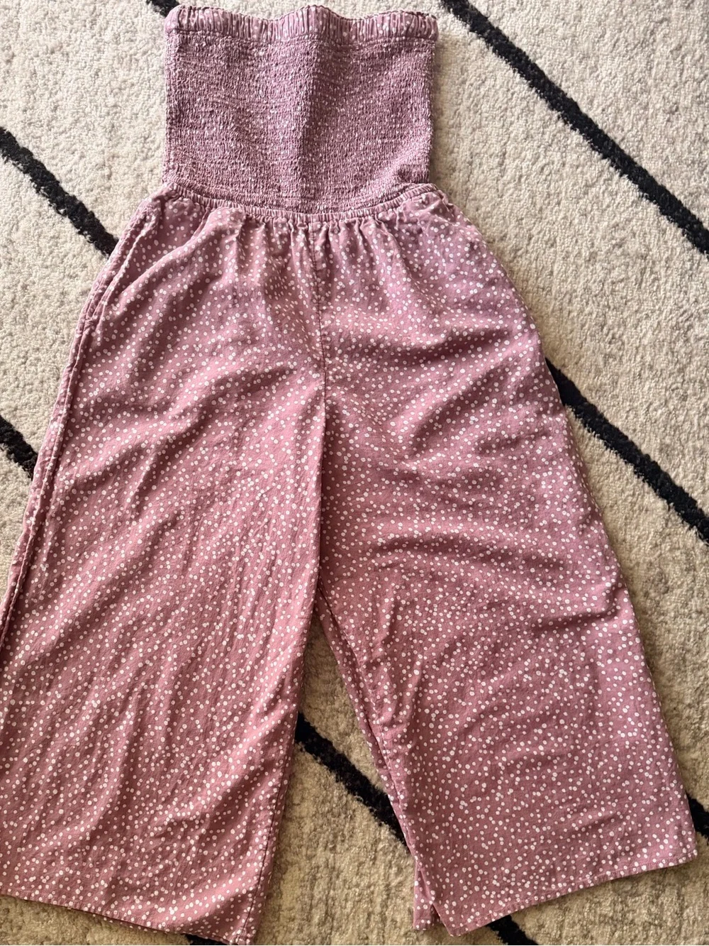 O'Neill Dusty Rose Smocked Strapless Wide-Leg Jumpsuit